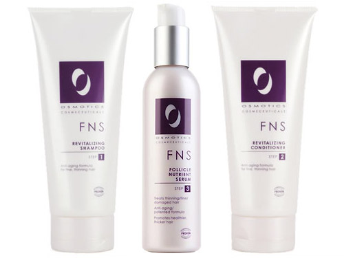 Osmotics FNS Revitalizing Shampoo, Conditioner, and Encore Follicle Nutrient Serum Package