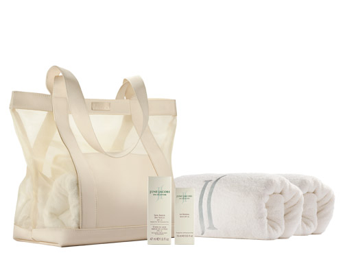 June Jacobs Signature Mesh Tote Bag, Towels, SPF and Lip